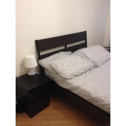 Brown Bedroom with IKEA Trysil double bed and Brusali wardrobe