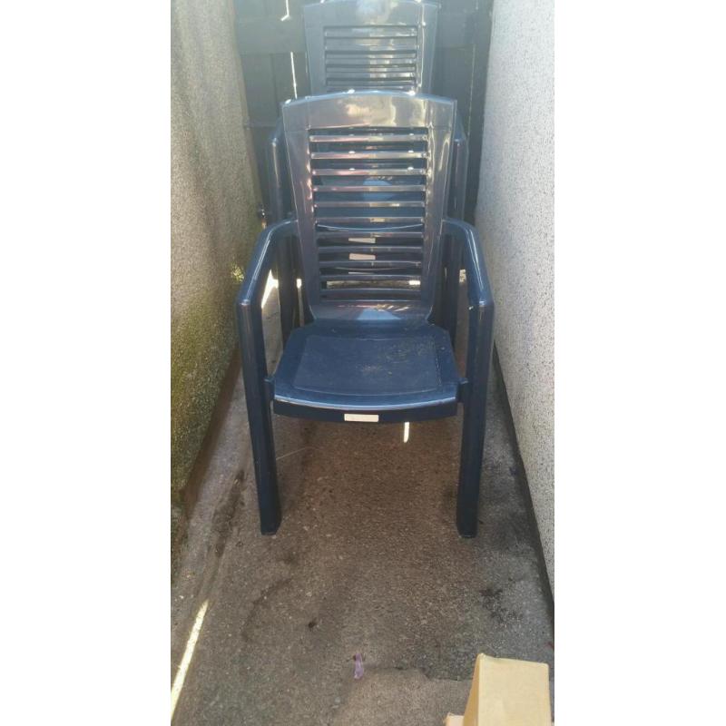 FREE FOUR HIGH BACK BLUE GARDEN CHAIRS