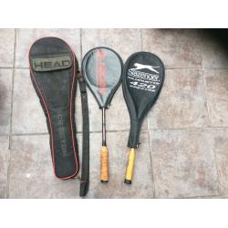X2 squash rackets and bag