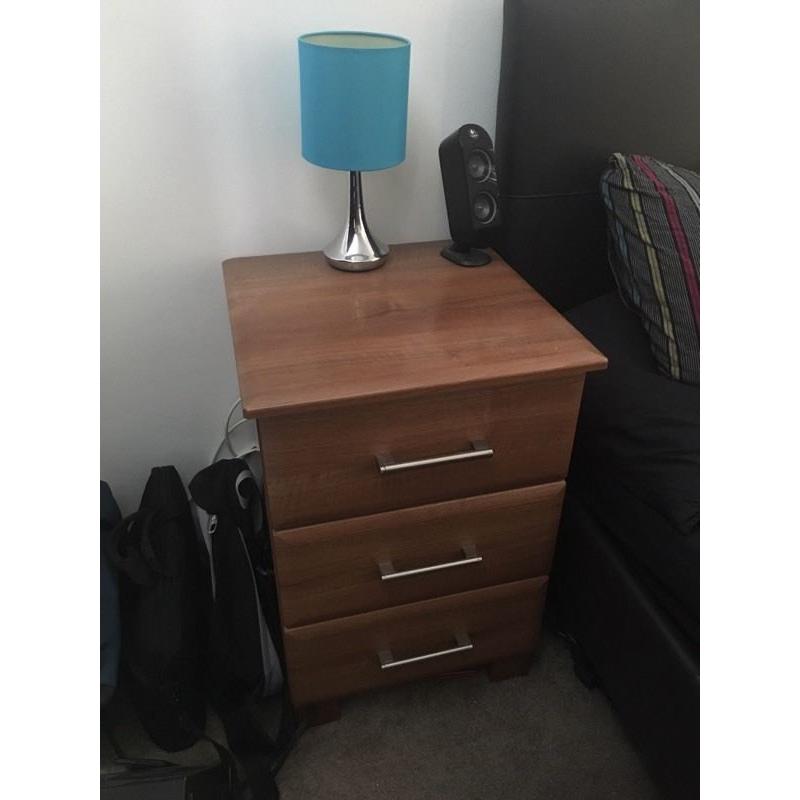 Bedside Table 3 Draws in Brown x2