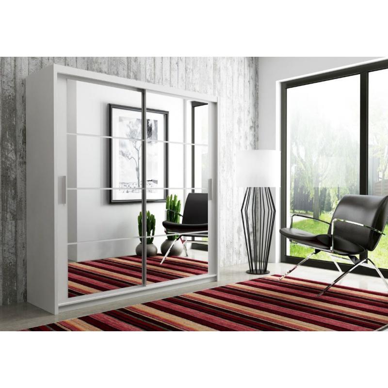**7-DAY MONEY BACK GUARANTEE!** - Diced Mirror Dexter Sliding Door Wardrobe - SAME/NEXT DAY DELIVERY