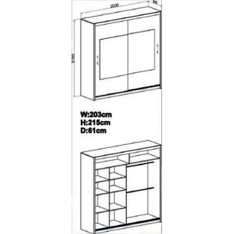 **7-DAY MONEY BACK GUARANTEE!** - Diced Mirror Dexter Sliding Door Wardrobe - SAME/NEXT DAY DELIVERY