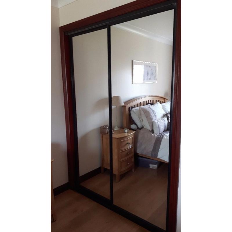 2 Full size mirror sliding doors with top and bottom tracks vgc