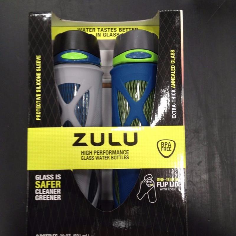 2 Pack Zulu High Performance Glass Water Drinks Bottles