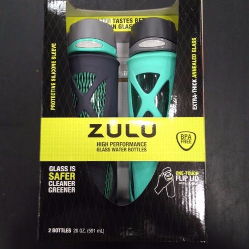 2 Pack Zulu High Performance Glass Water Drinks Bottles