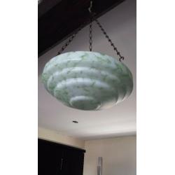 ANTIQUE ART DECO GREEN GLASS FLYCATCHER LIGHTSHADE