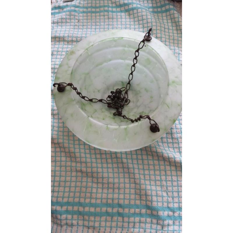 ANTIQUE ART DECO GREEN GLASS FLYCATCHER LIGHTSHADE
