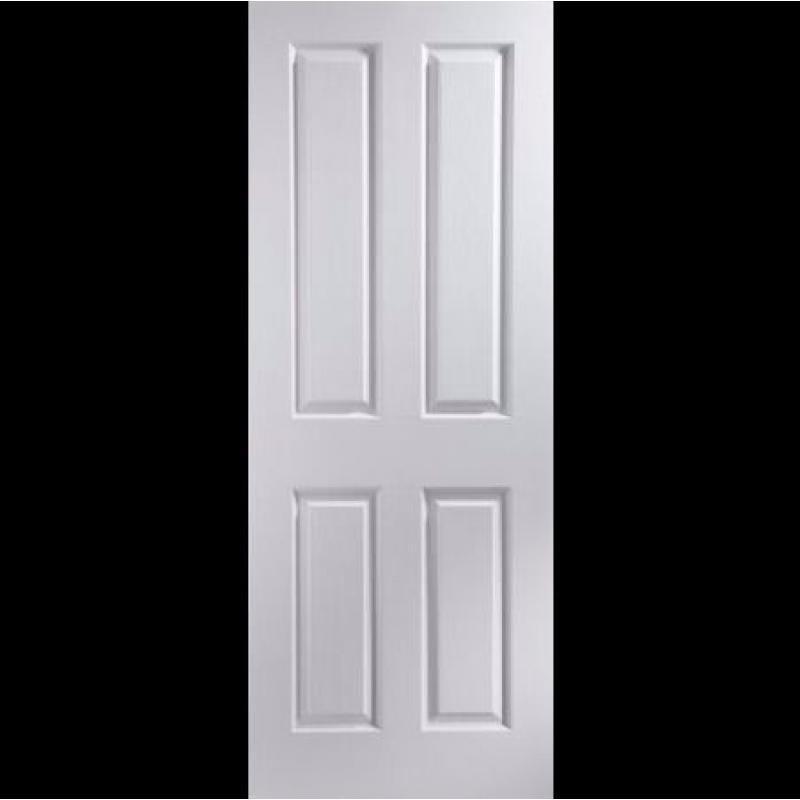 4 Panel Primed Woodgrain Internal Fire Door, (H)2040mm (W)826mm