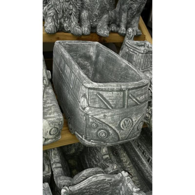 Concrete vw camper planter garden ornaments
