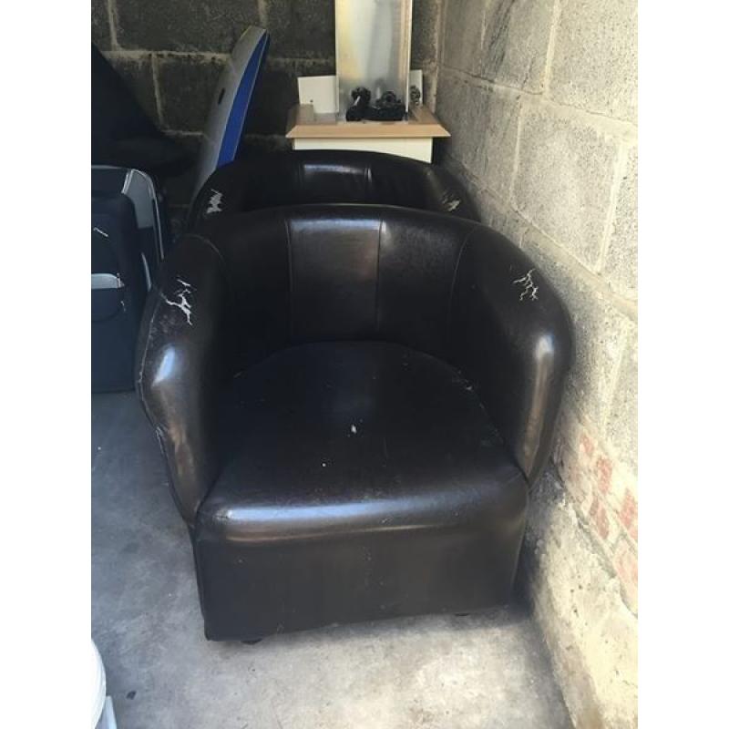 2 x tub chairs and footstool