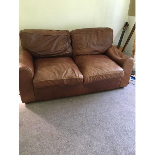 2 choc leather sofa