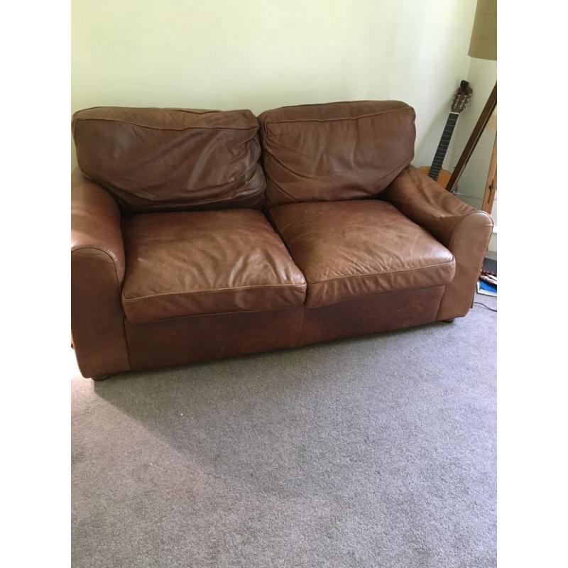 2 choc leather sofa
