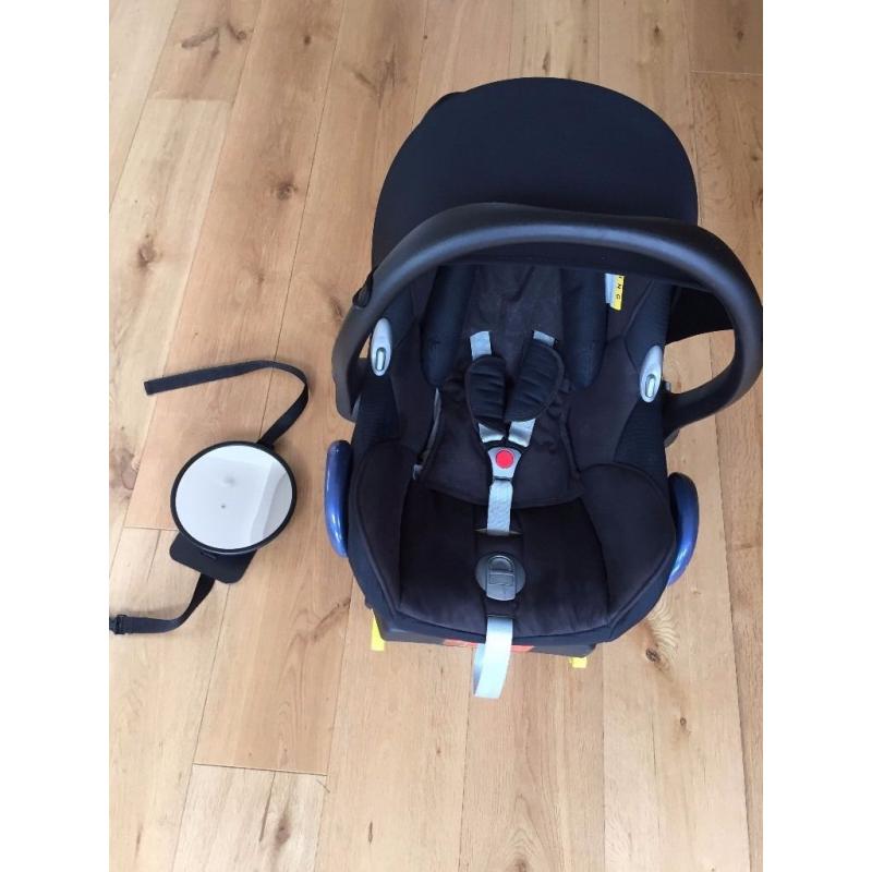 Maxi-Cosi Cabriofix Infant Car Seat and Easyfix Base, including Diono Easy View Mirror