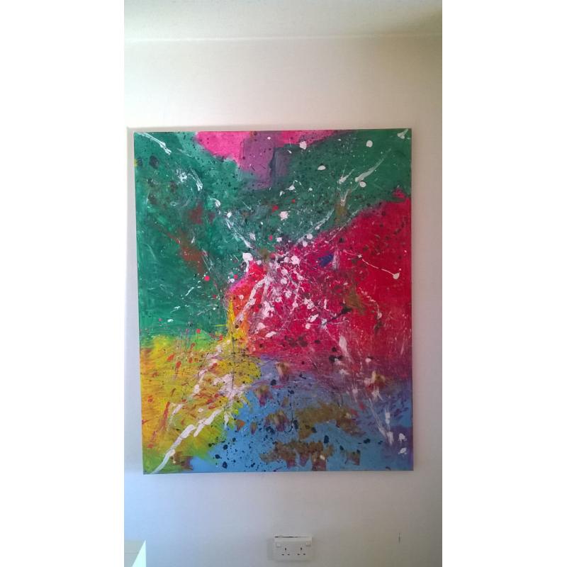 Canvas abstract multicolor painting (1m*1.5m)