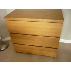 Ikea 3 Drawer Chest light Wood