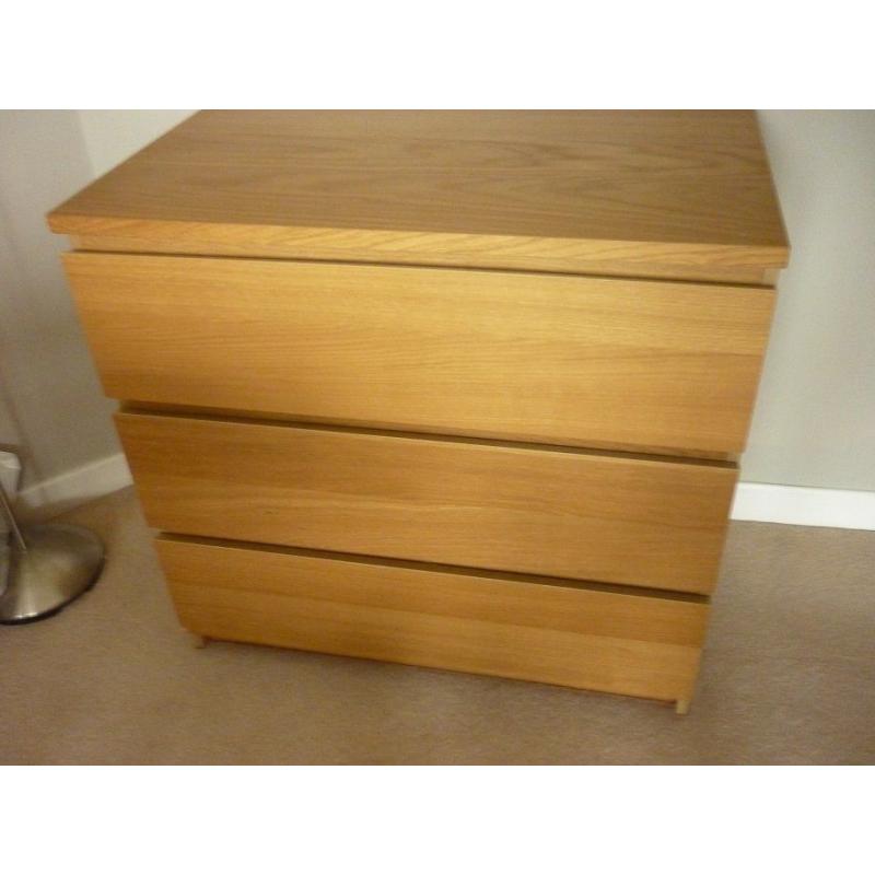 Ikea 3 Drawer Chest light Wood