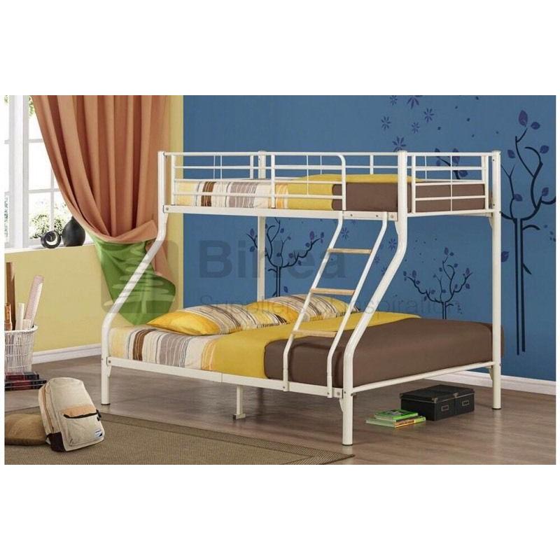 White metal bunk beds