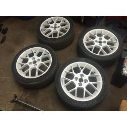 honda civic 4x100 16" enkei alloys with tyres white ek4 vti ej9 eg mx5