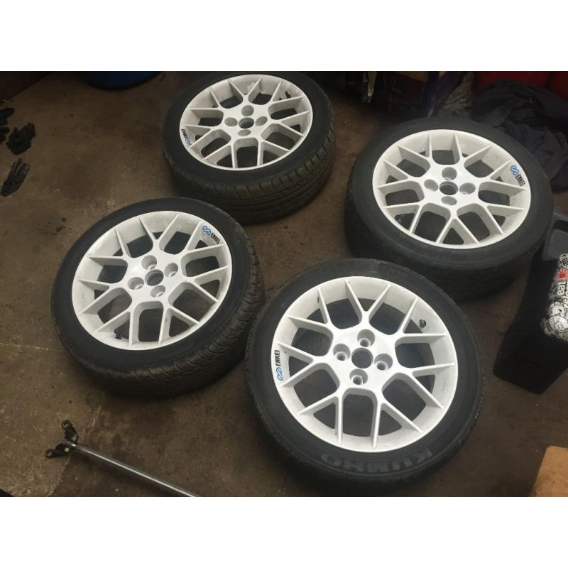 honda civic 4x100 16" enkei alloys with tyres white ek4 vti ej9 eg mx5