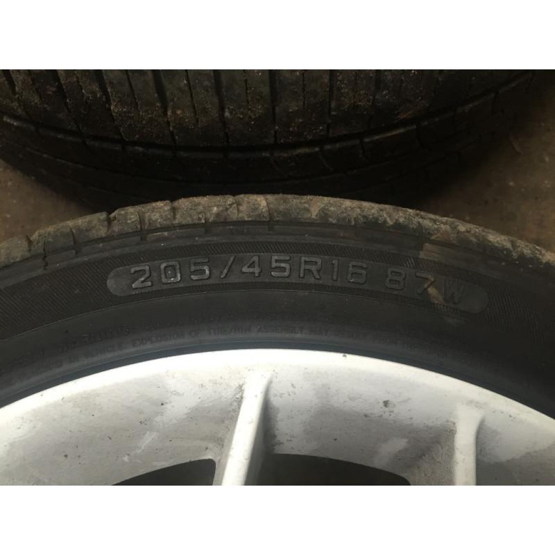 honda civic 4x100 16" enkei alloys with tyres white ek4 vti ej9 eg mx5