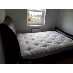 Leather sleigh bed