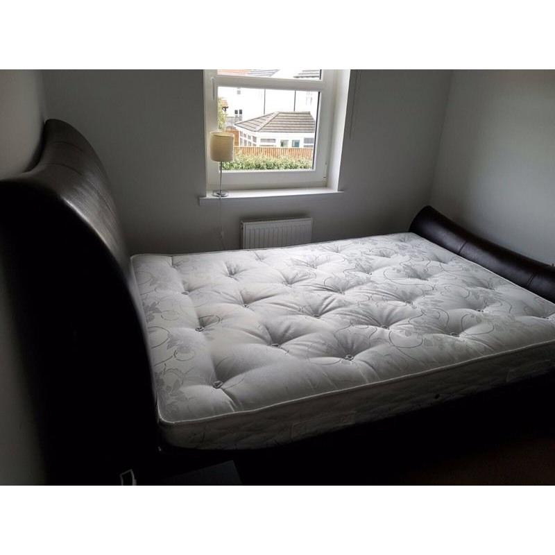 Leather sleigh bed