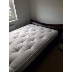 Leather sleigh bed
