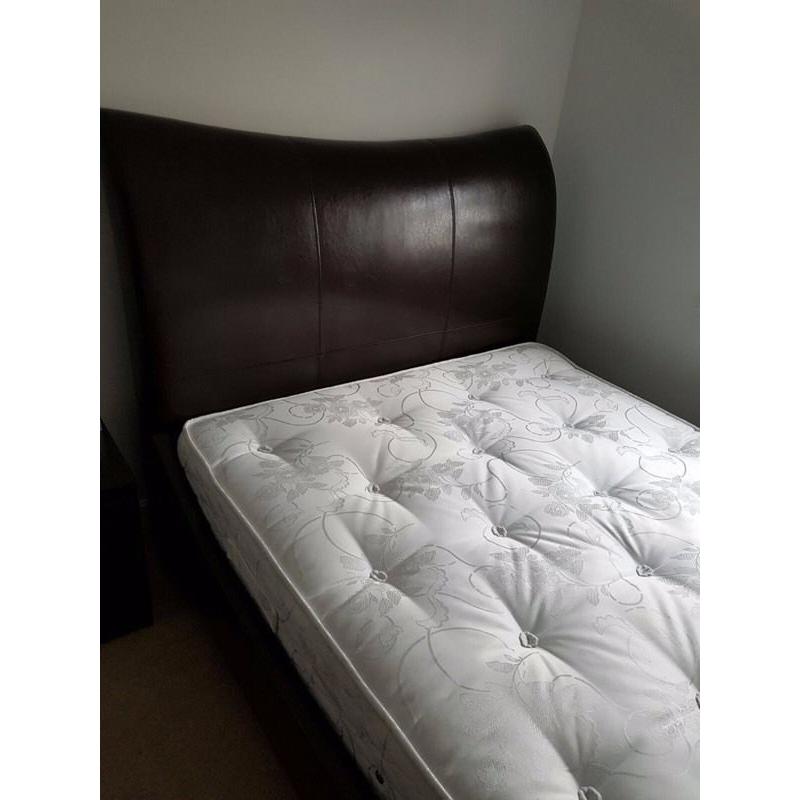 Leather sleigh bed