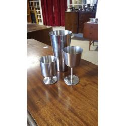 Two Silver Goblets and Cocktail Shaker