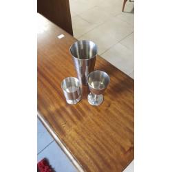 Two Silver Goblets and Cocktail Shaker