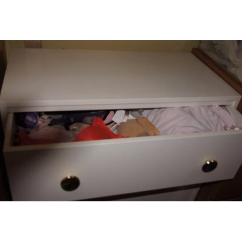 Ikea White Wood Four Drawer Chest of Drawers With Brass Handles