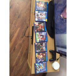 PS4 1TB console, controller, wireless headset and games for sale