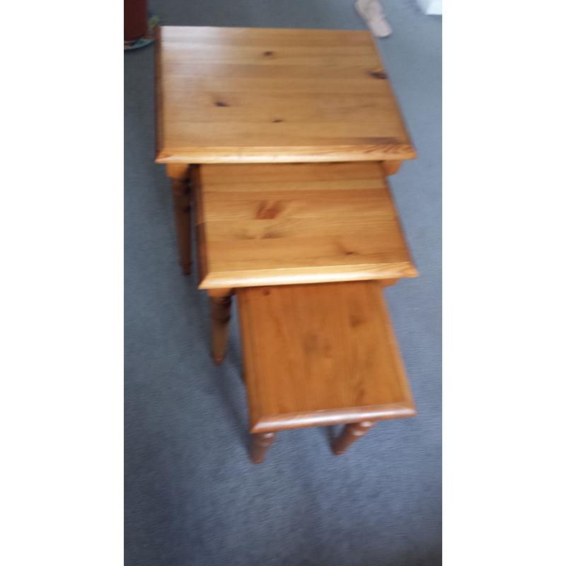 SET OF 3 WOOD CAFFE TABLES