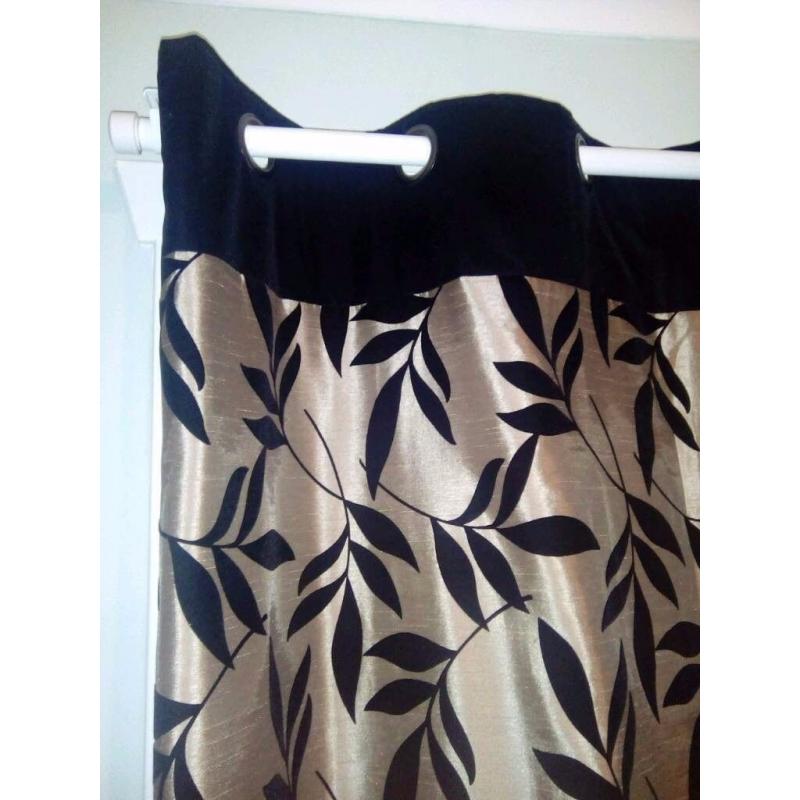 2 pairs of silk and black veletet curtains from dunelm mill 66x72 inches cost 60 pounds each