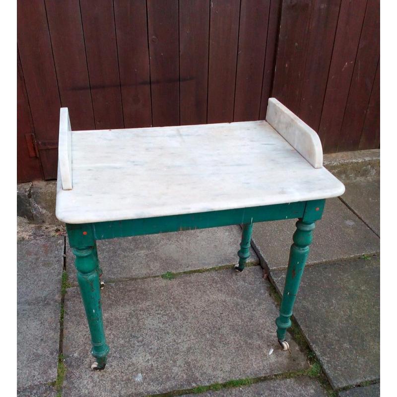 Washstand marble top wooden base