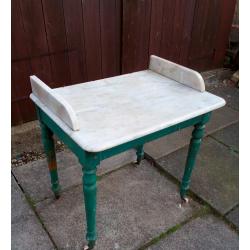 Washstand marble top wooden base
