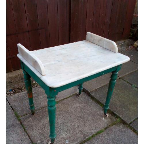 Washstand marble top wooden base
