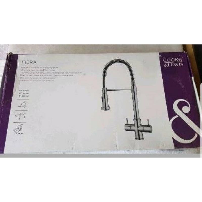 Cooke and Lewis Fiera Chrome Effect Monobloc Spring Neck Kitchen Sink Mixer Tap