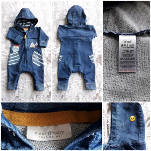 NEXT 0-3MTHS SOFT DENIM ROMPER