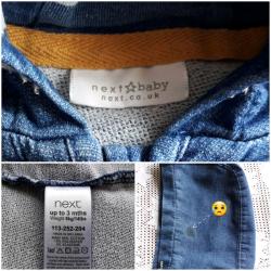 NEXT 0-3MTHS SOFT DENIM ROMPER