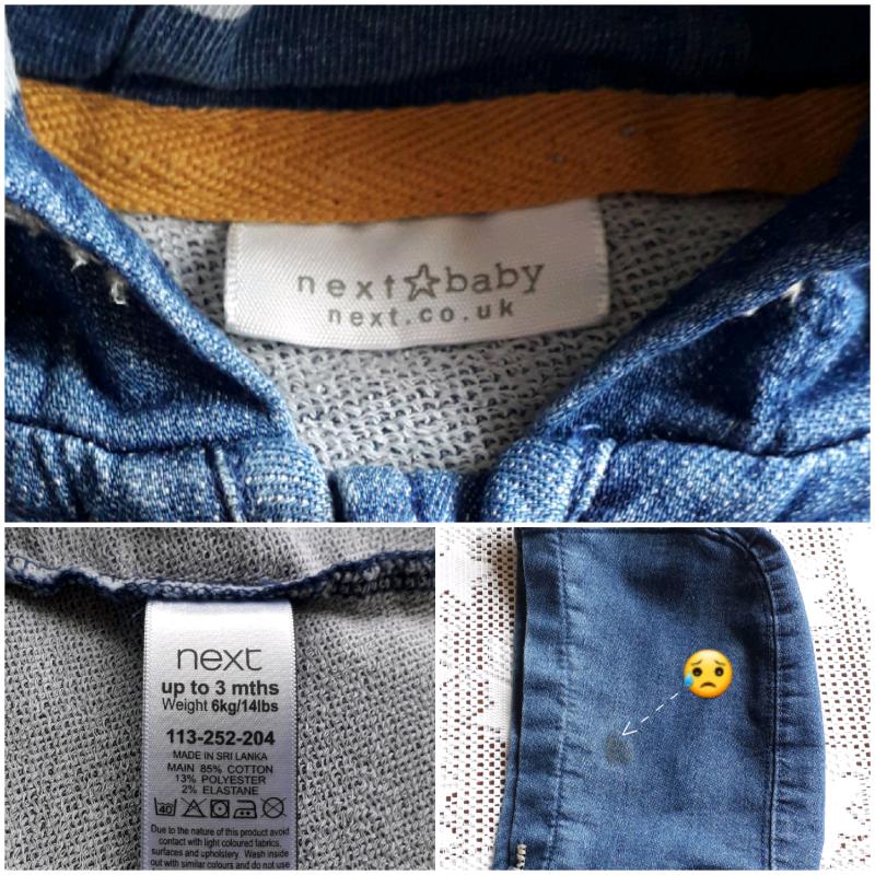 NEXT 0-3MTHS SOFT DENIM ROMPER