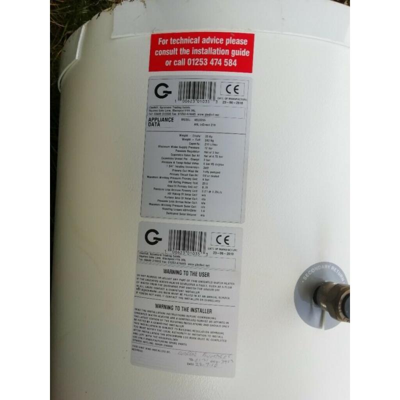 Gledhill Unvented Heating Cylinder - 210 L capacity