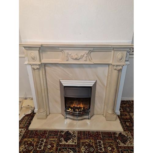 marble fireplace with electric fire