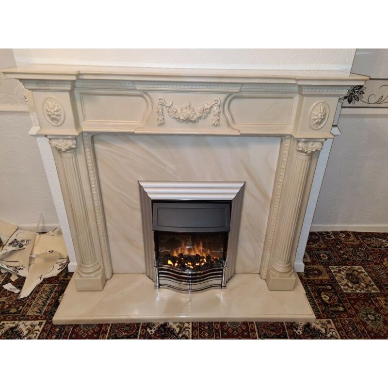 marble fireplace with electric fire