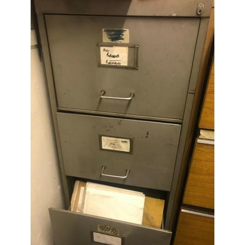 Vintage Industrial 4 Draw Filing Cabinet