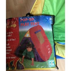 2 pop up kids play tent 1 x red and 1 x yellow