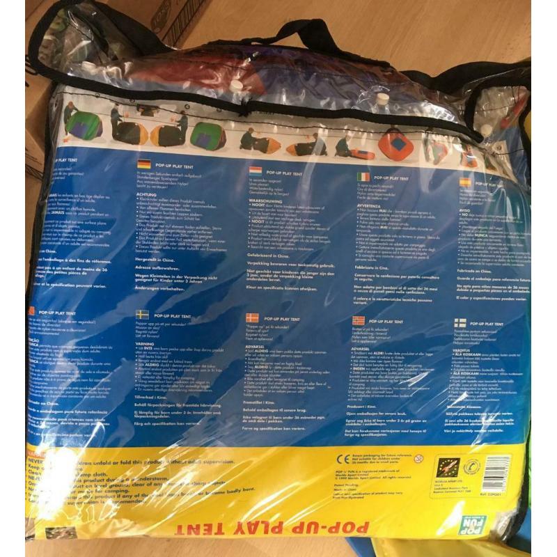 2 pop up kids play tent 1 x red and 1 x yellow