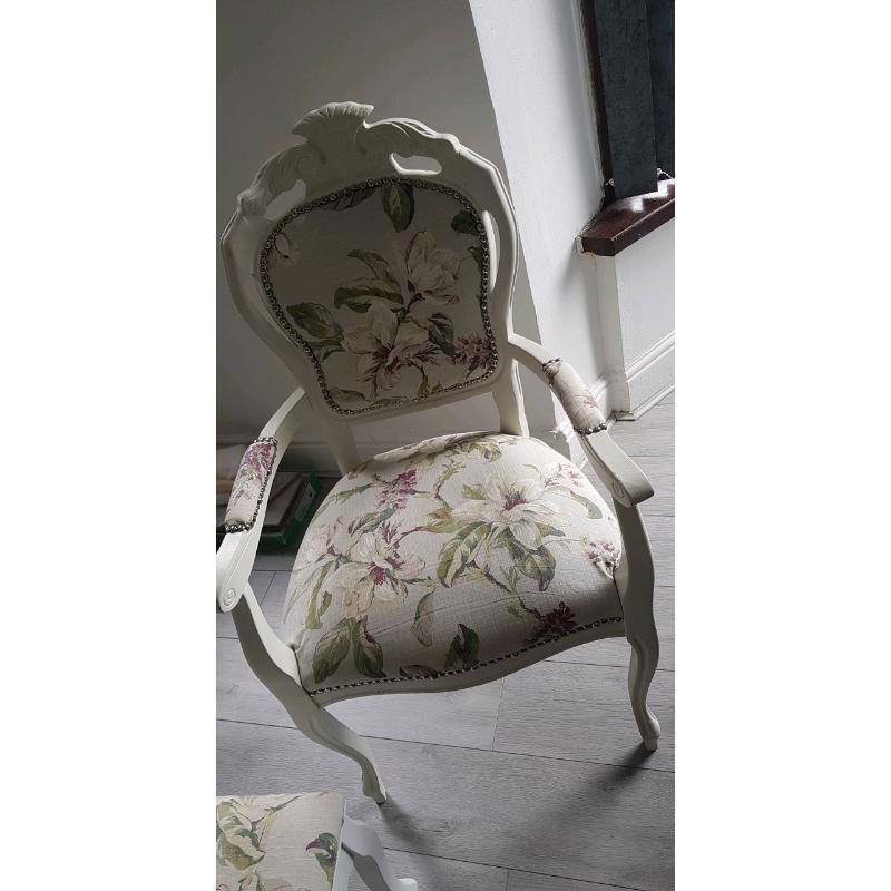 French Louis style carva chair and footstool