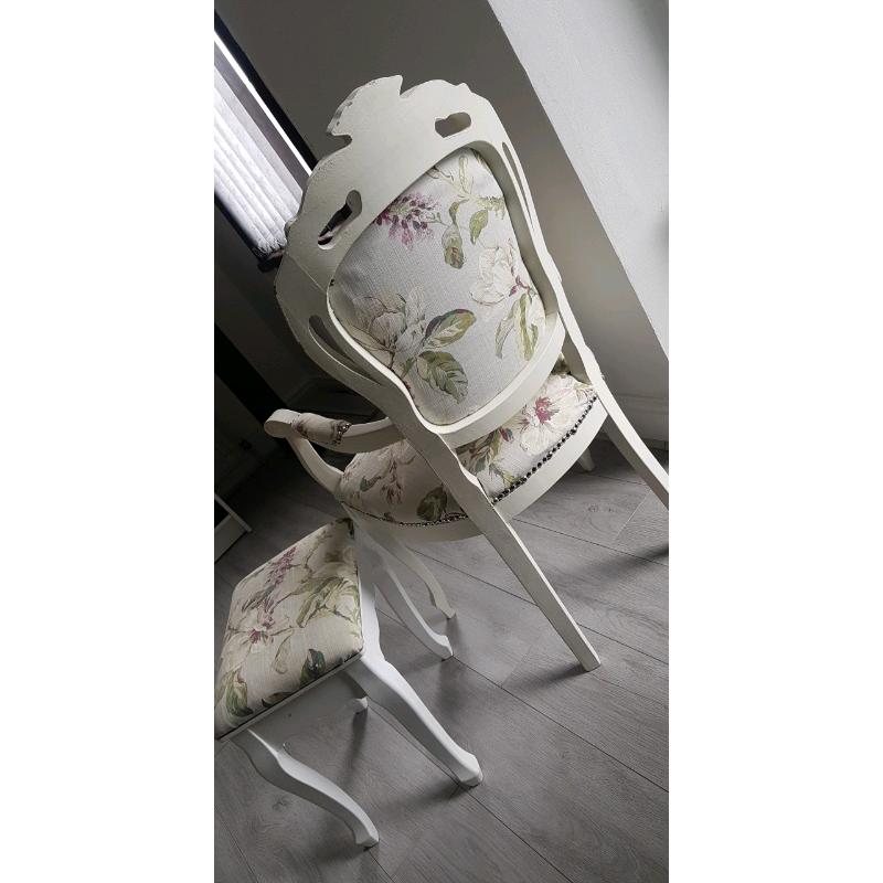 French Louis style carva chair and footstool