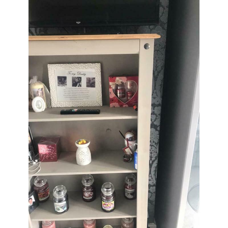 Grey display unit wood
